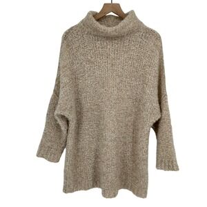Free People Sweater Womens Medium Beige‎ Alpaca Mock Neck She's All That